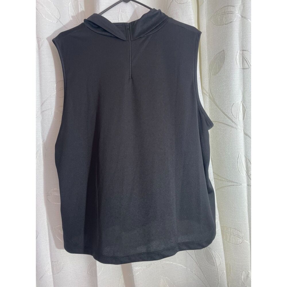 Black Sleeveless Active Quarter Zip Mock Neck Athletic Top